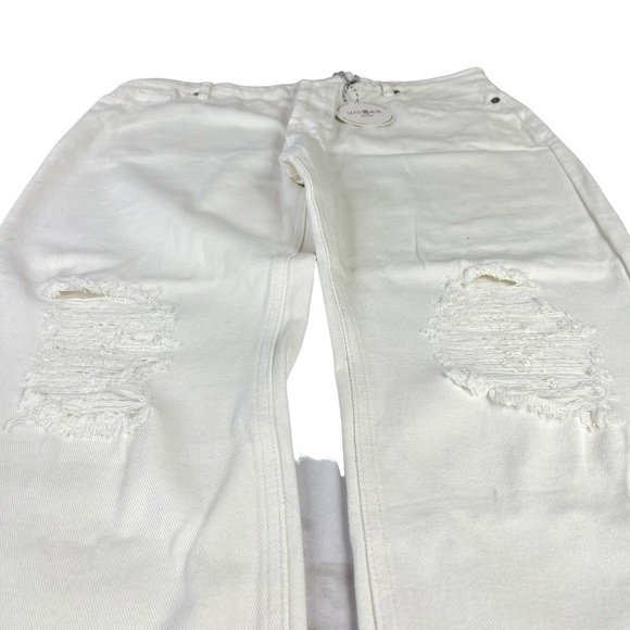 Umgee White Wide Legs Distressed Jeans With Frayed Hem Womens Size 9 - Picture 4 of 16